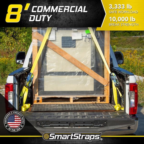 2 in. x 8 ft. Yellow RatchetX Tie Down Strap w/ Snap Hooks with 3,333 lb. Safe Work Load - 1 pack