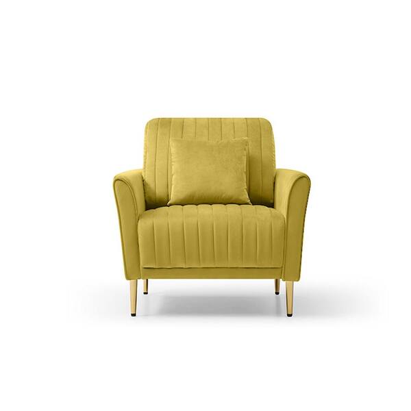 Unbranded Yellow Single Leisure Accent Sofa Chair with Golden Feet and Ginger Velvet