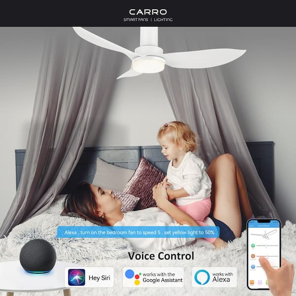 CARRO Daisy 45 in. Integrated LED Indoor White DC Motor Smart Ceiling Fan  with Light and Remote, Works with Alexa/Google Home HS453V2-L12-W1-1-FM -  The Home Depot