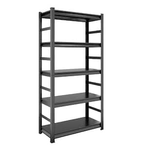 5-Tier Heavy Duty Metal Adjustable Household Shelving Unit in Black (15.7 in. D x 35.4 in. W x 72 in. H)