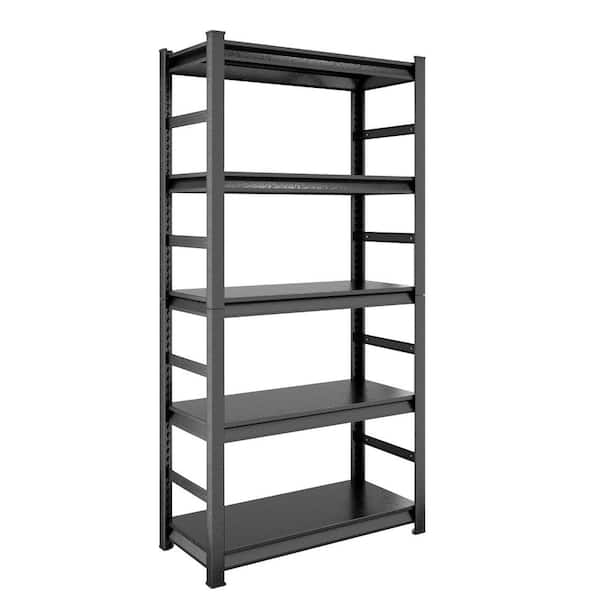 5-Tier Heavy Duty Metal Adjustable Household Shelving Unit in Black (35.4 in. W x 72 in. H x 15.7 in. D)