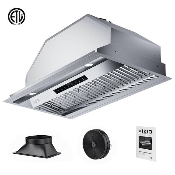 42 in. 900 CFM Convertible Insert Range Hood in Stainless Steel with LED, 3-Speed and Gesture Control