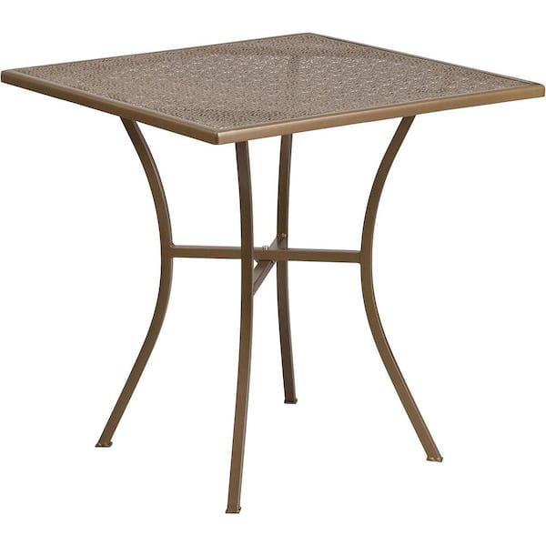 Unbranded Gold Square Metal Outdoor Bistro Table
