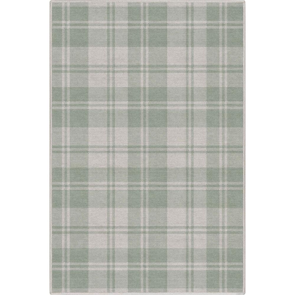 Apollo Green and Gray Synthetic Flatwoven Plaid 3'3" x 5' Area Rug