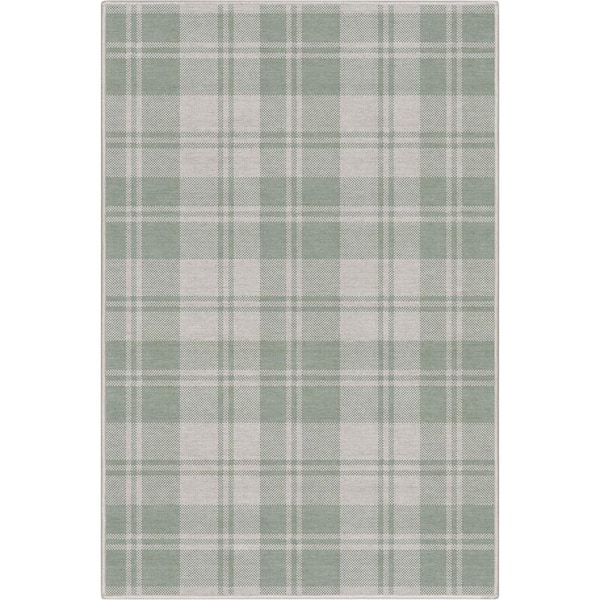 Well Woven Green 3 ft. 3 in. x 5 ft. Apollo Plaid Farmhouse Geometric Area Rug