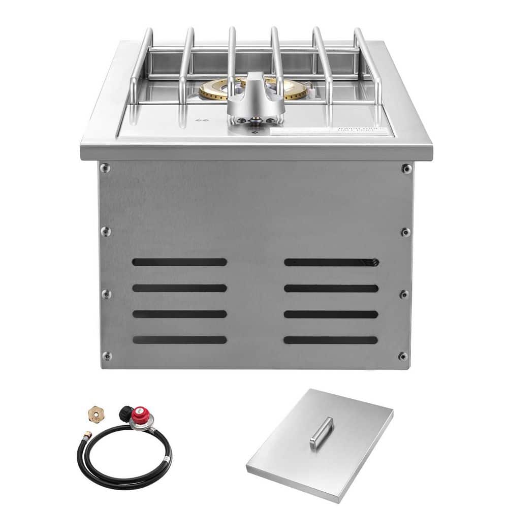 Single Grilling Side-Burner, Stainless Steel Built-In 1-Burner Side Burner 15,000 BTU Propane Burner