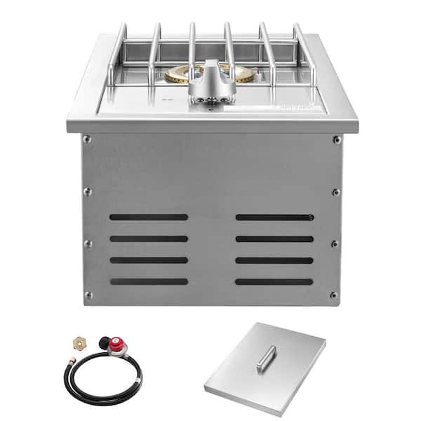 Single Grilling Side-Burner, Stainless Steel Built-In 1-Burner Side Burner 15,000 BTU Propane Burner