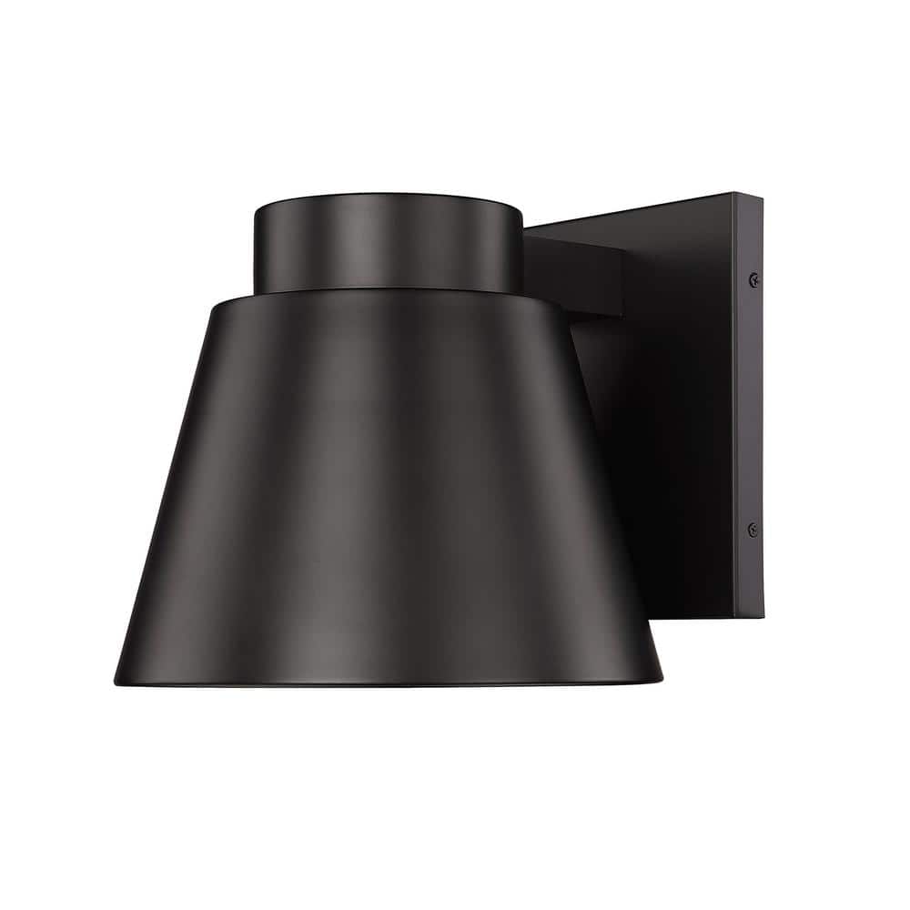 Asher Oil Rubbed Bronze Hardwired Outdoor Cylinder Wall Scone with Integrat