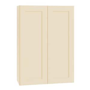 Newport Cream Painted Plywood Shaker Assembled Wall Kitchen Cabinet 3 Shelf Soft Close 24 in W x 12 in D x 42 in H
