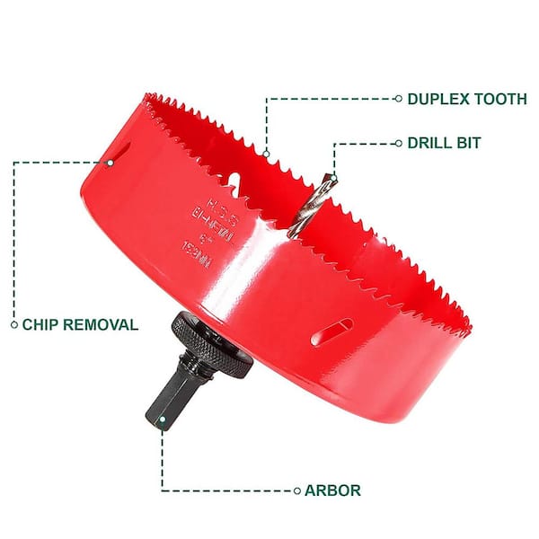 Hex Shank Arbor HSS Bi-Metal 6" 152mm Hole Saw Blade for 1/2" Drills 