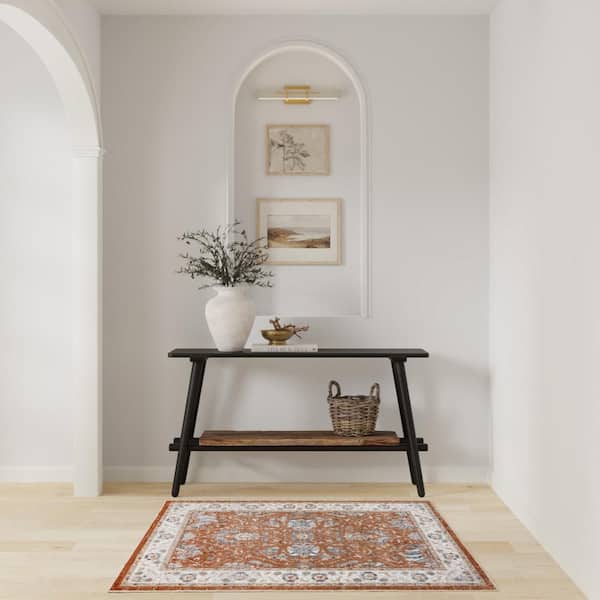 Astra Machine Washable Rust Ivory 3 ft. x 5 ft. Medallion Traditional Area Rug