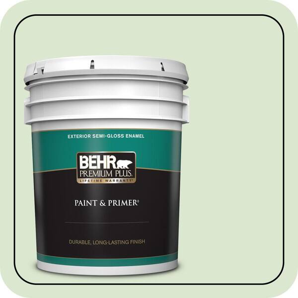 BEHR PREMIUM PLUS 5 gal. #T12-18 Minty Frosting Semi-Gloss Enamel Exterior Paint & Primer