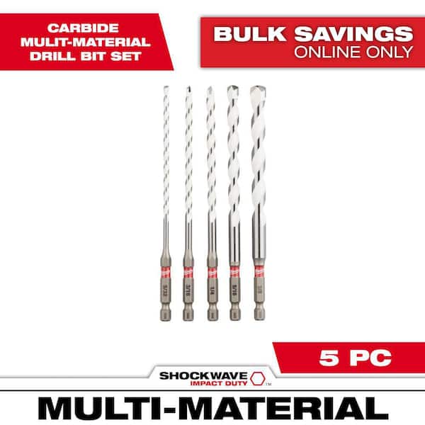 SHOCKWAVE Carbide Multi-Material Drill Masonry Bits Set (5-Pack)