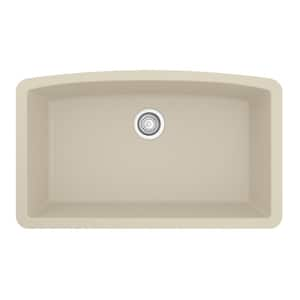 Undermount Quartz/Granite Composite 32 in. Single Bowl Kitchen Sink in Bisque