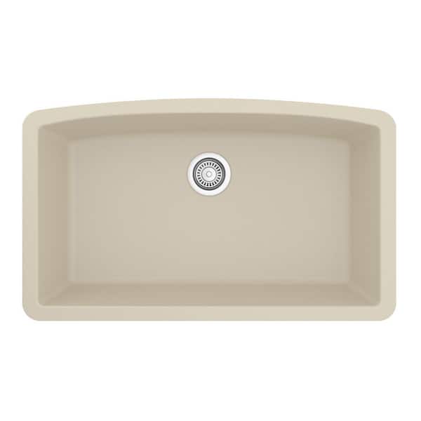 Undermount Quartz/Granite Composite 32 in. Single Bowl Kitchen Sink in Bisque