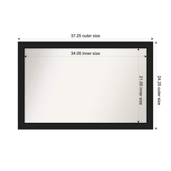 Amanti Art Midnight Black Narrow 37.25 in. x 24.25 in. Custom Non-Beveled Wood FramedBathroom Vanity Wall Mirror