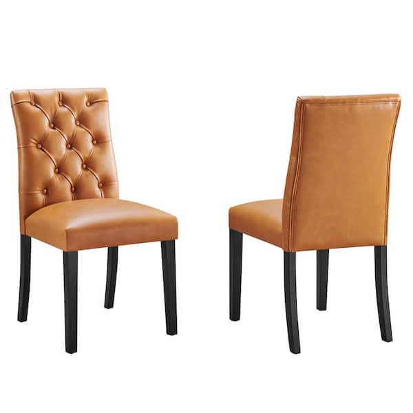 MODWAY Duchess Tan Dining Chair Vinyl Set of 2