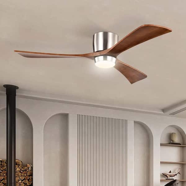 52 in. Indoor Brown Ceiling Fan with Lights Remote Control, Quiet DC Motor 3 Blade Ceiling Fans 6 Speed Levels