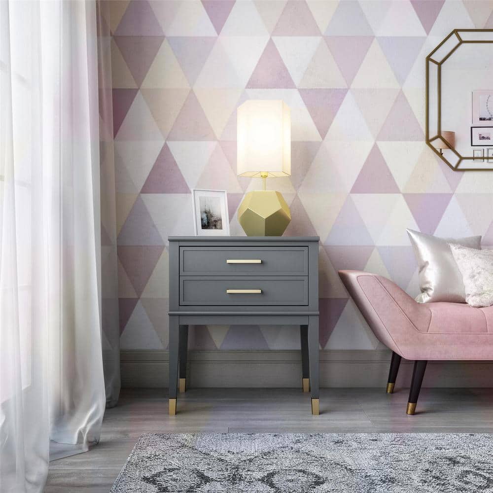 Cosmopolitan Westerleigh Graphite Gray Square End Table with Gold Accents