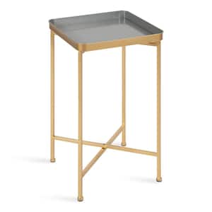 Celia 13.97 in. Gold Square Metal End Table
