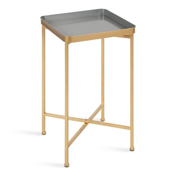 Kate and Laurel Celia 13.97 in. Gold Square Metal End Table