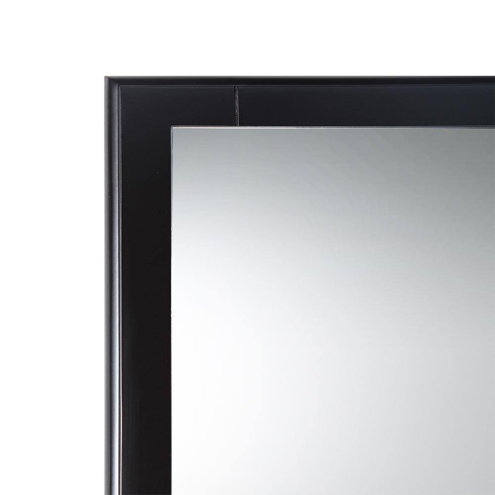 Espresso Carved Wood 32" Modern Bathroom Vanity Mirror