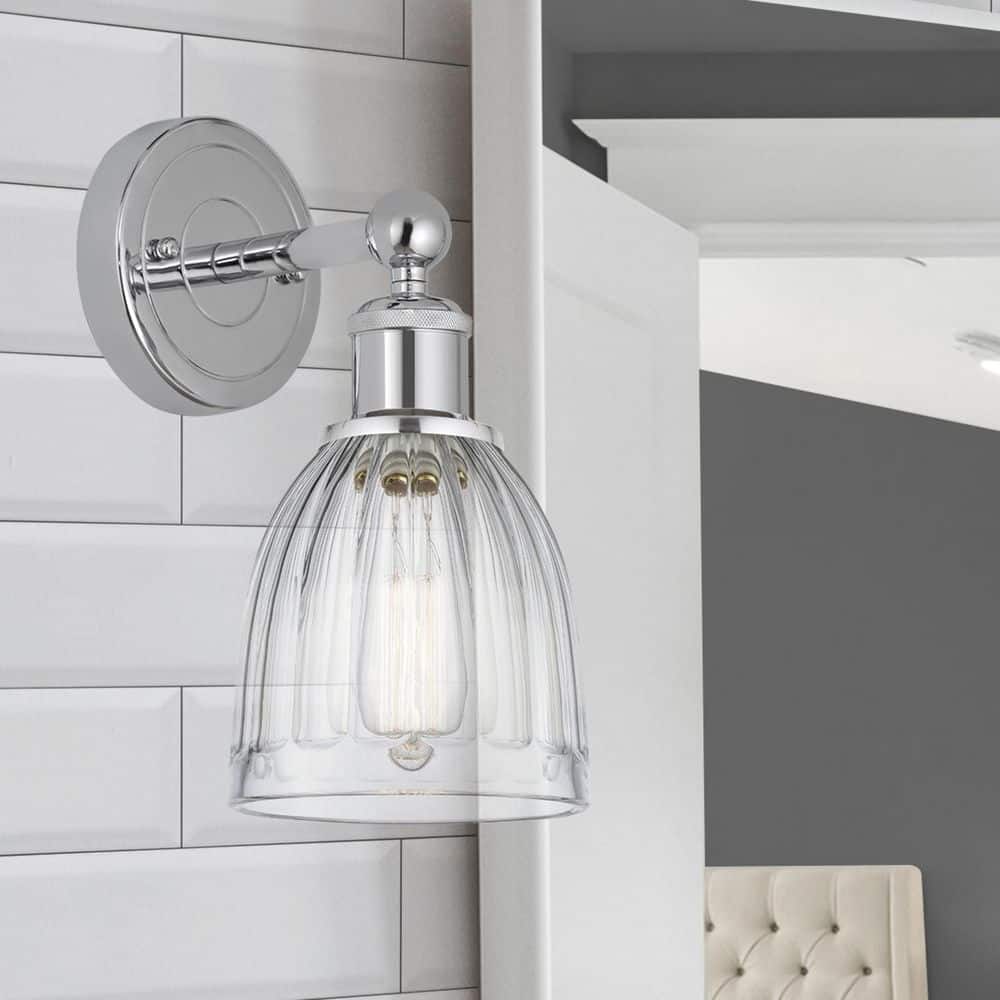 Brookfield 1-Light Polished Chrome Wall Sconce with Clear Glass Shade price history on PriceWatchPro