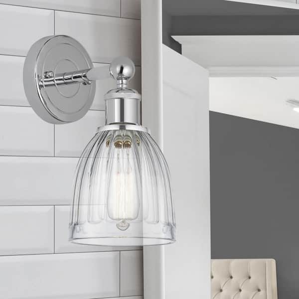 Brookfield 1-Light Polished Chrome Wall Sconce with Clear Glass Shade