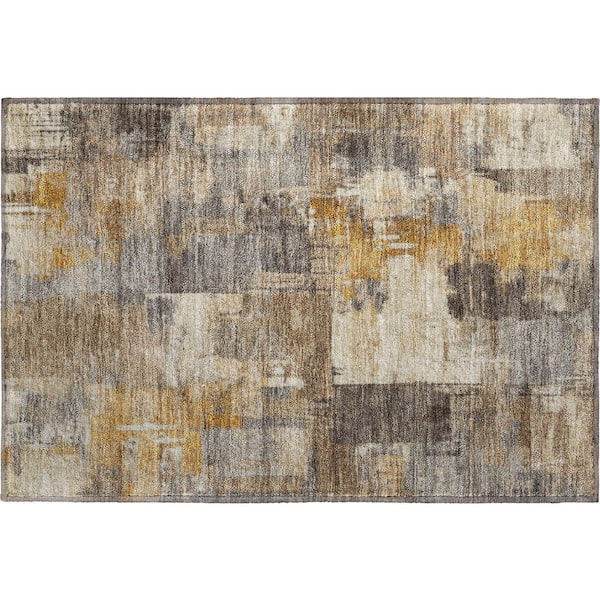 Mayfield Premium Machine Washable Abstract AMF2069 Brown 2 ft. x 3 ft. Accent Rug