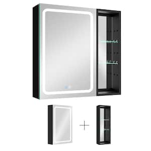 30 in. W x 30 in. H Black Rectangle Aluminum Recessed or Surface Mount Medicine Cabinet, Medicine Cabinet with Mirror