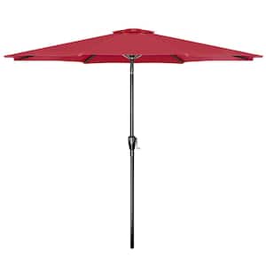 10 ft. Patio Outdoor Table Market Yard Umbrella with Push Button Tilt/Crank, 8-Sturdy Ribs in Red