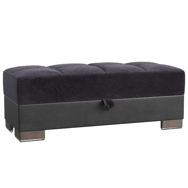 Ottomanson Basics Collection Black/Black Ottoman With Storage BSC6O