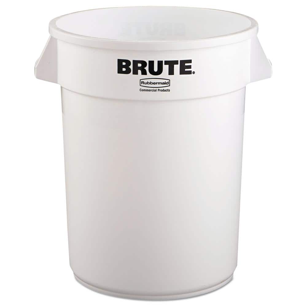 White 10-Gallon Plastic Outdoor Garbage Receptacle