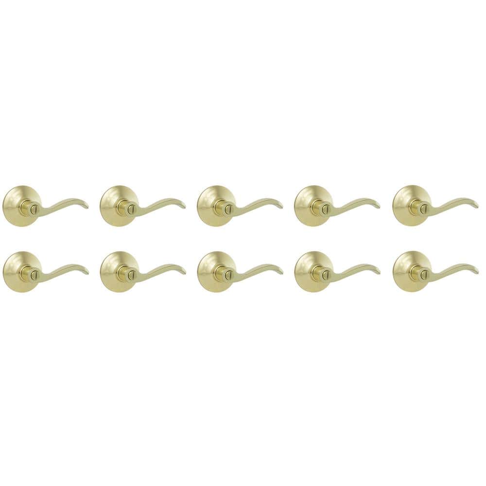 Naples Polished Brass Bed/Bath Door Lever 10-Pack