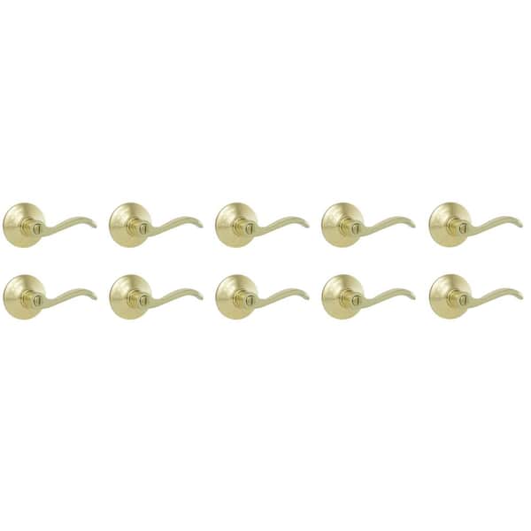Naples Polished Brass Bed/Bath Door Lever 10-Pack