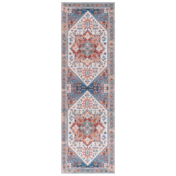 Rust Navy Rug SAFAVIEH Arizona 3 ft. x 8 ft. Rust/Navy Oriental Runner Rug ARZ120Q-28 ...