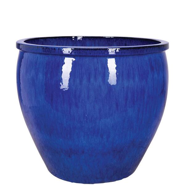 15 in. Fireworks Blue Ceramic Fishbowl Planter GGC720CFWBL The Home