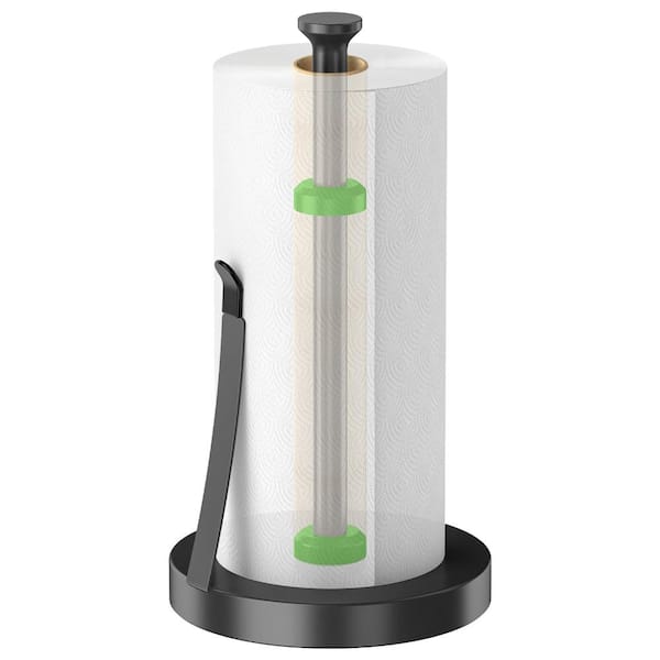 Countertop Stainless Steel Paper Towel Holder with Tension Arm for One-Hand Tear and Stable Base, 12.5 x