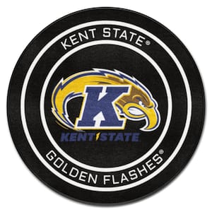 Kent State Black 2 ft. Round Hockey Puck Accent Rug