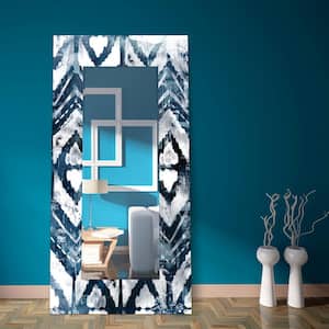 72 in. x 36 in. Indigo Extraction Rectangle Framed Printed Tempered Art Glass Beveled Accent Mirror