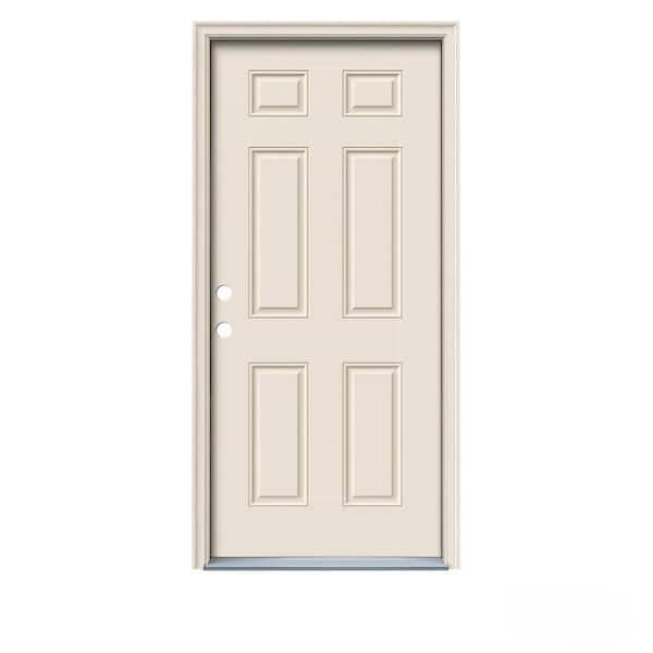 JELD-WEN 32 in. x 80 in. 6-Panel Primed Steel Prehung Right-Hand Inswing Front Door w/Brickmould