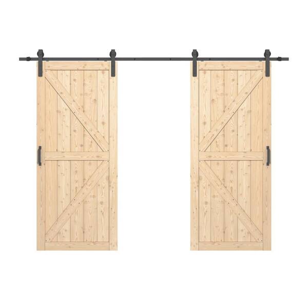 ARK DESIGN 60 in. x 84 in. Solid Core Unfinished Double Pine Wood Barn