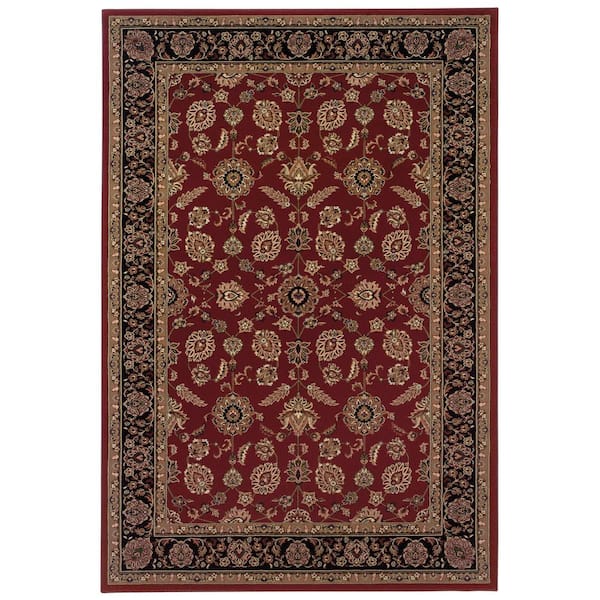 AVERLEY HOME Alyssa Red/Black 8 ft. x 8 ft. Square Classic Border Area Rug