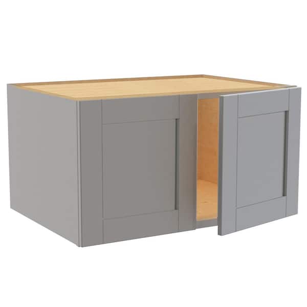 Home Decorators Collection Washington Veiled Gray Plywood Shaker Assembled Wall Kitchen Cabinet Soft Close 33 W in. 24 D in. 18 in. H