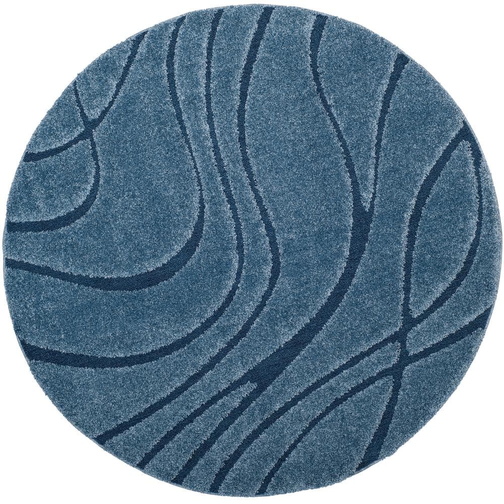 Florida Shag Light Blue/Blue 7 ft. x 7 ft. Round Solid Area Rug price history on PriceWatchPro