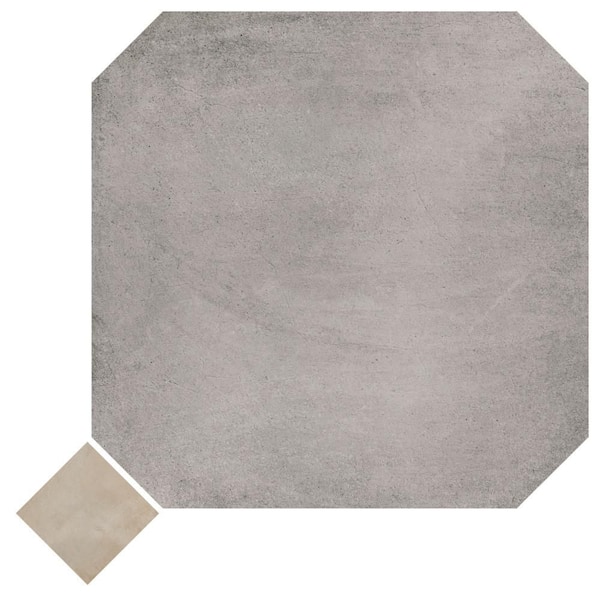 Merola Tile Laverton Octagon Gris with Taco Arena 8 in. x 8 in. Porcelain Floor and Wall Take Home Tile Sample