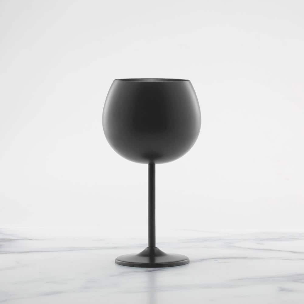 Set of 4 Black Stainless Steel 18oz Wine Glasses