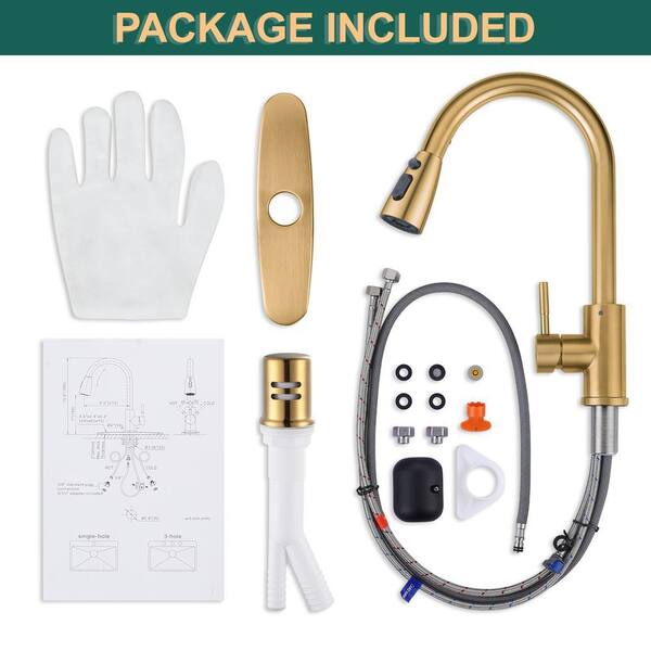ALEASHA Single Handle Pull Down Sprayer Kitchen Faucet with Air