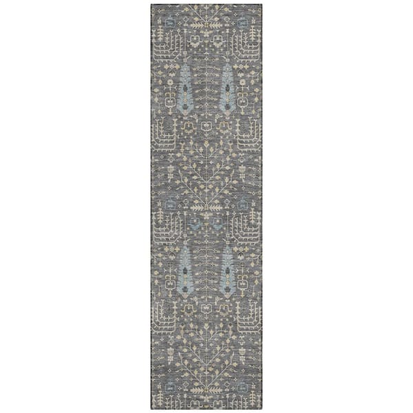 Chantille Machine Washable Indoor/Outdoor Abstract ACN3118 Gray 2 ft. x 7 ft. Runner Rug