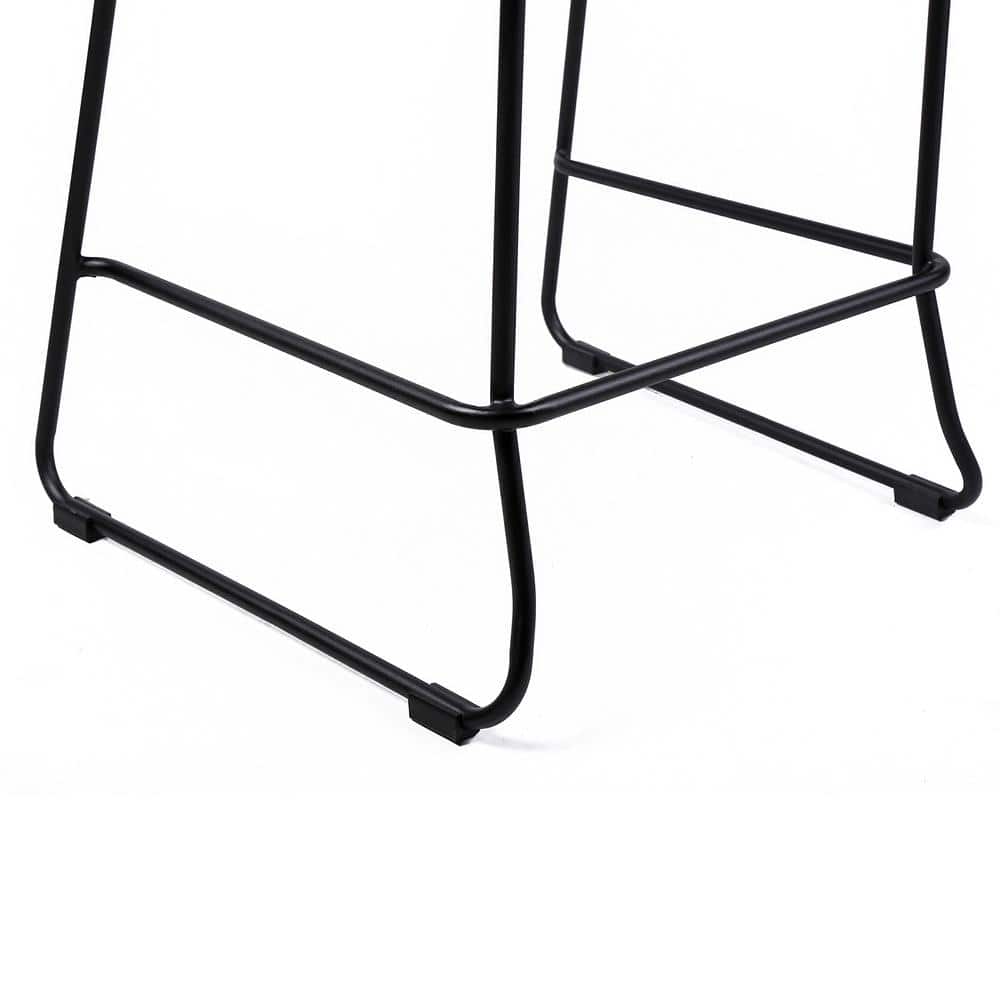 Shasta 30" Black Metal and Rope Outdoor Bar Stools - Set of 2